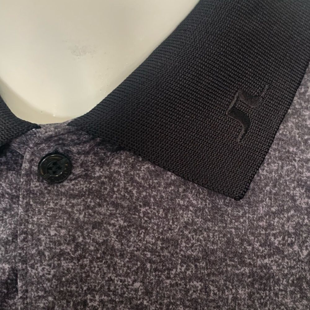 J. Lindeberg Black and White Striped Men's Golf Polo Shirt - Picture 5 of 8